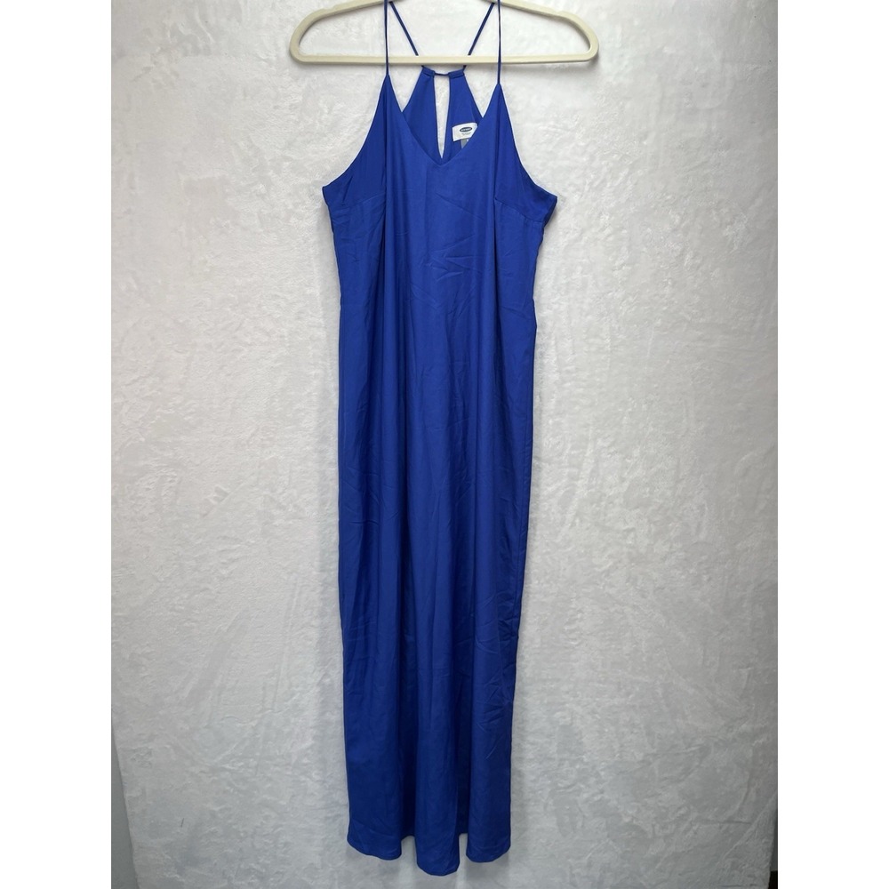 Old Navy Sleeveless Halter Maxi Dress Womens Small Blue Coastal Summer
